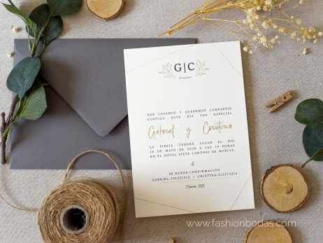 Invitaciones de boda clásicas y elegantes Color Verde Sobre forrado Sobre  sin forro (incluido en el precio) Tarjetas nº cuenta No Impresión Digital  (+40€)