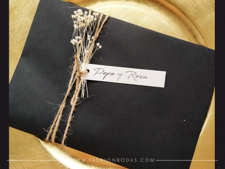 Decoración sobre invitación boda - YUTE, FLOR Y NOMBRES