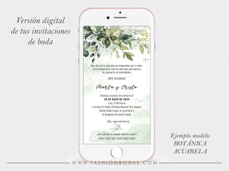 INVITACION DE BODA digital ON-LINE de tus invitaciones de boda a juego