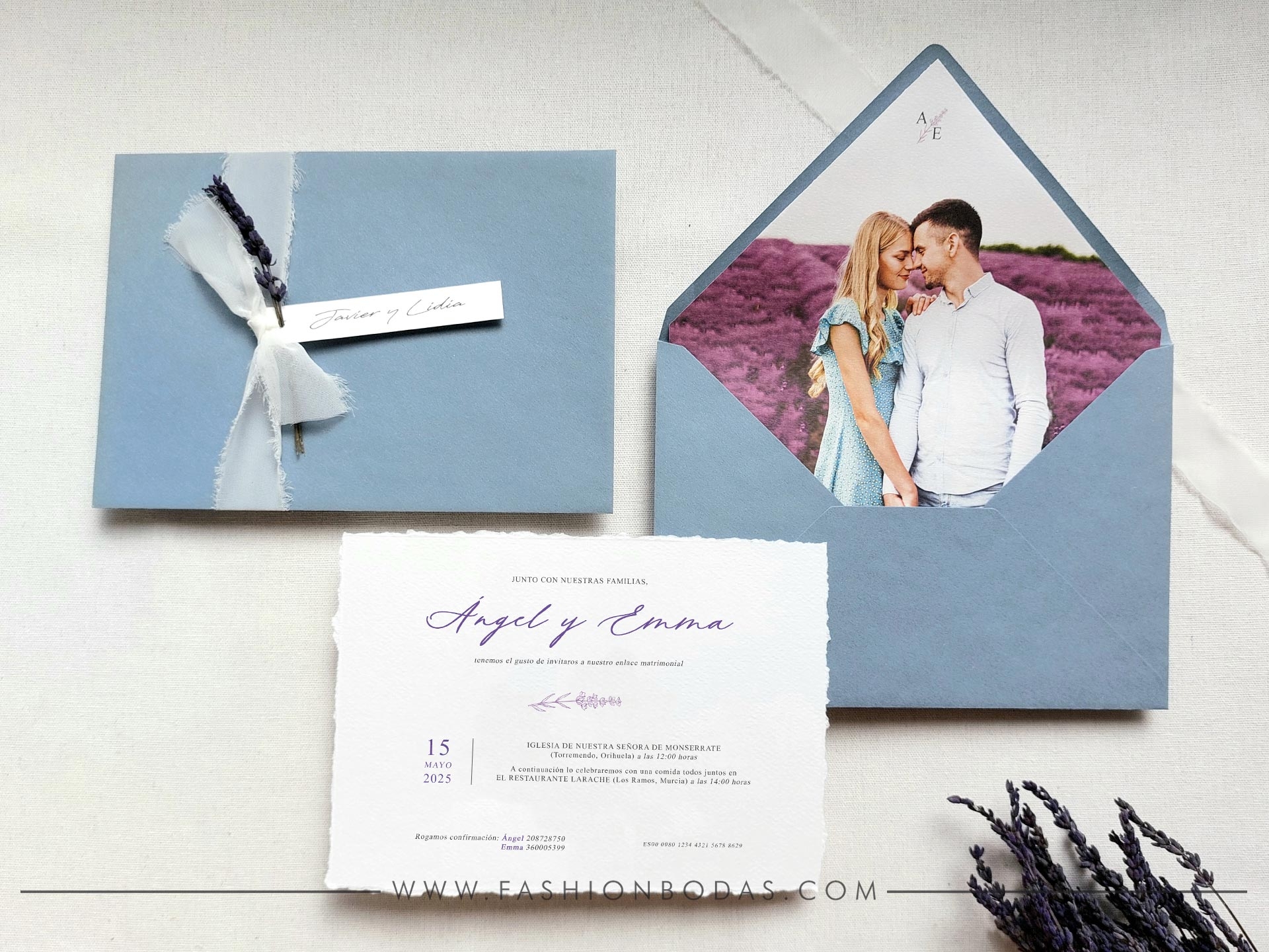 Invitación de boda - LAVANDA CORTE ARTESANAL