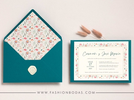 Invitación de boda - FLORES PASTEL 3